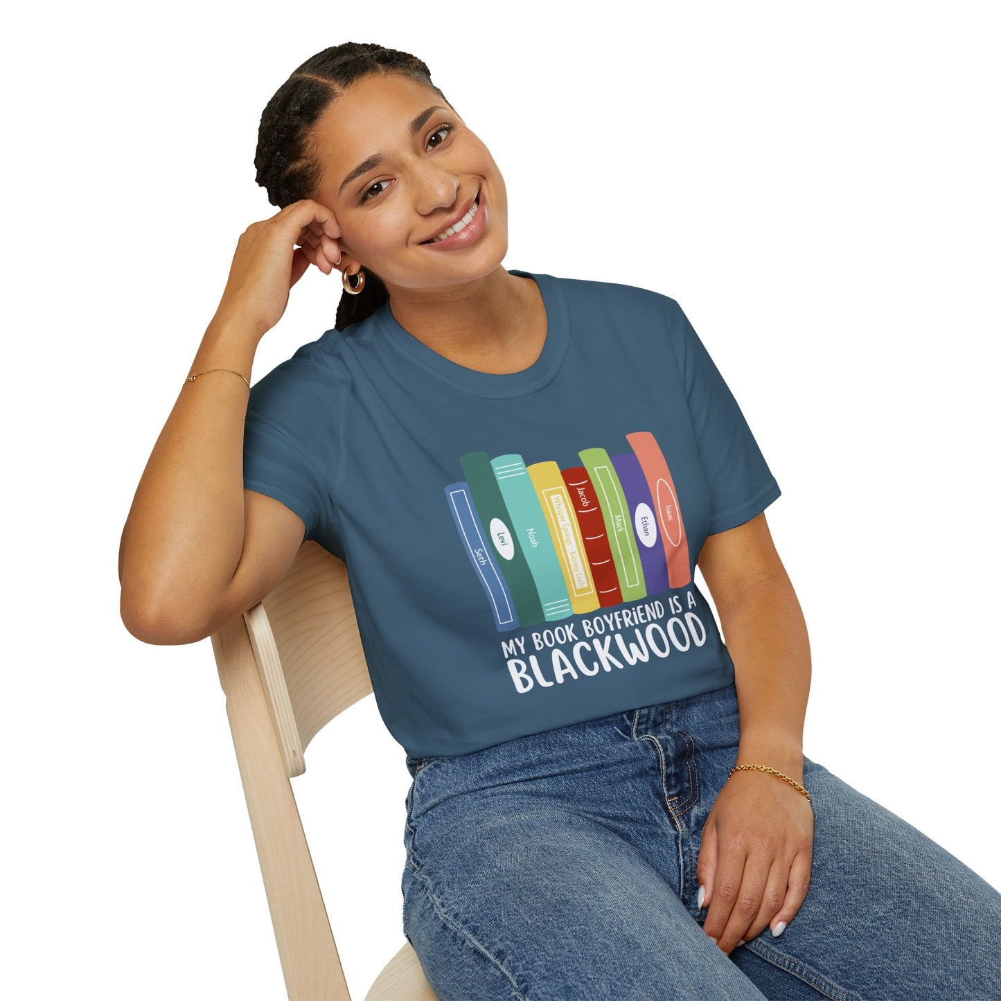 Book Lover T-Shirt: 'My Book Boyfriend is a Blackwood' Softstyle Tee