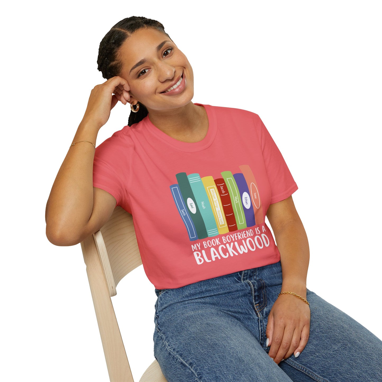 Book Lover T-Shirt: 'My Book Boyfriend is a Blackwood' Softstyle Tee