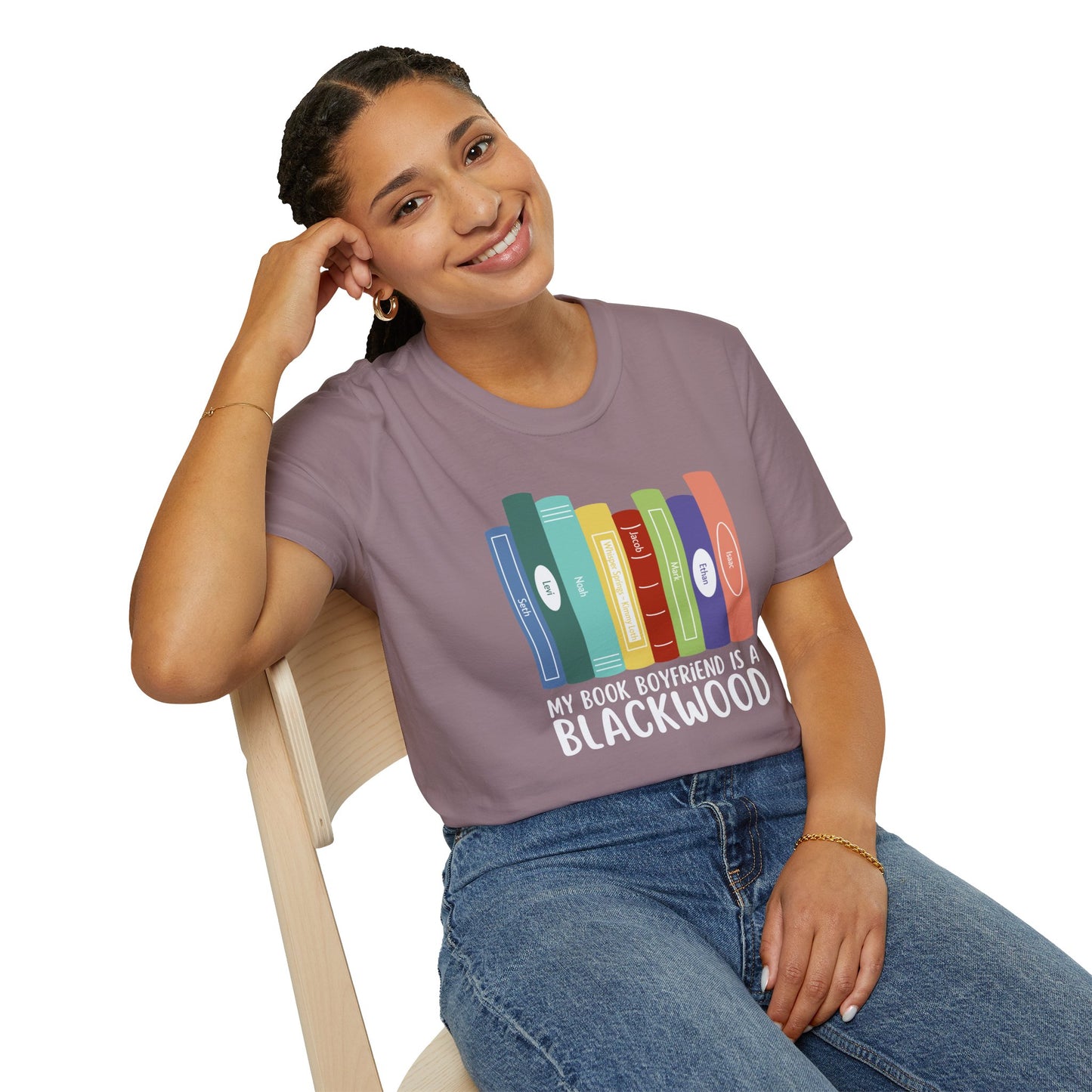 Book Lover T-Shirt: 'My Book Boyfriend is a Blackwood' Softstyle Tee