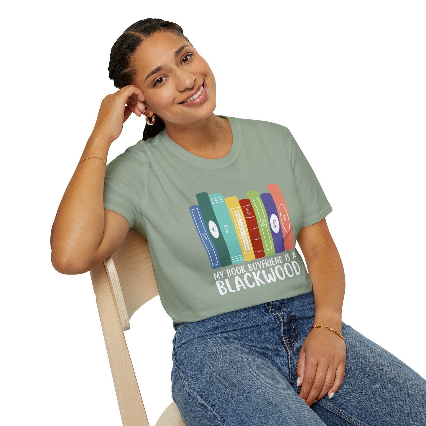 Book Lover T-Shirt: 'My Book Boyfriend is a Blackwood' Softstyle Tee